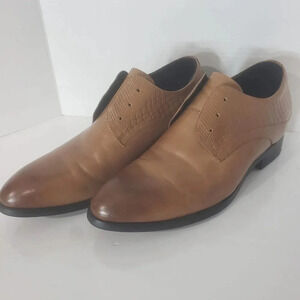 Calto Mens  Brown/Tan Leather Increasing Hight Elevator Dress Shoes,US8.